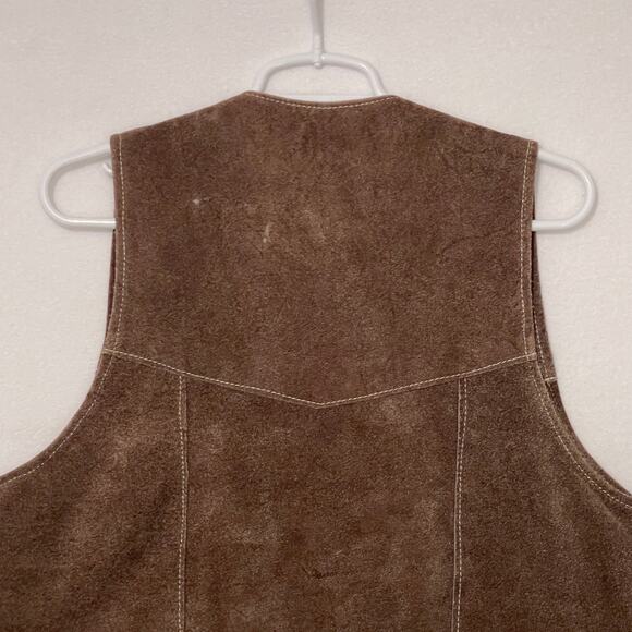 Simco Supreme Genuine Leather Vest Mens Size 46 Brown 4 Snaps Paisley Lined USA - Picture 8 of 12